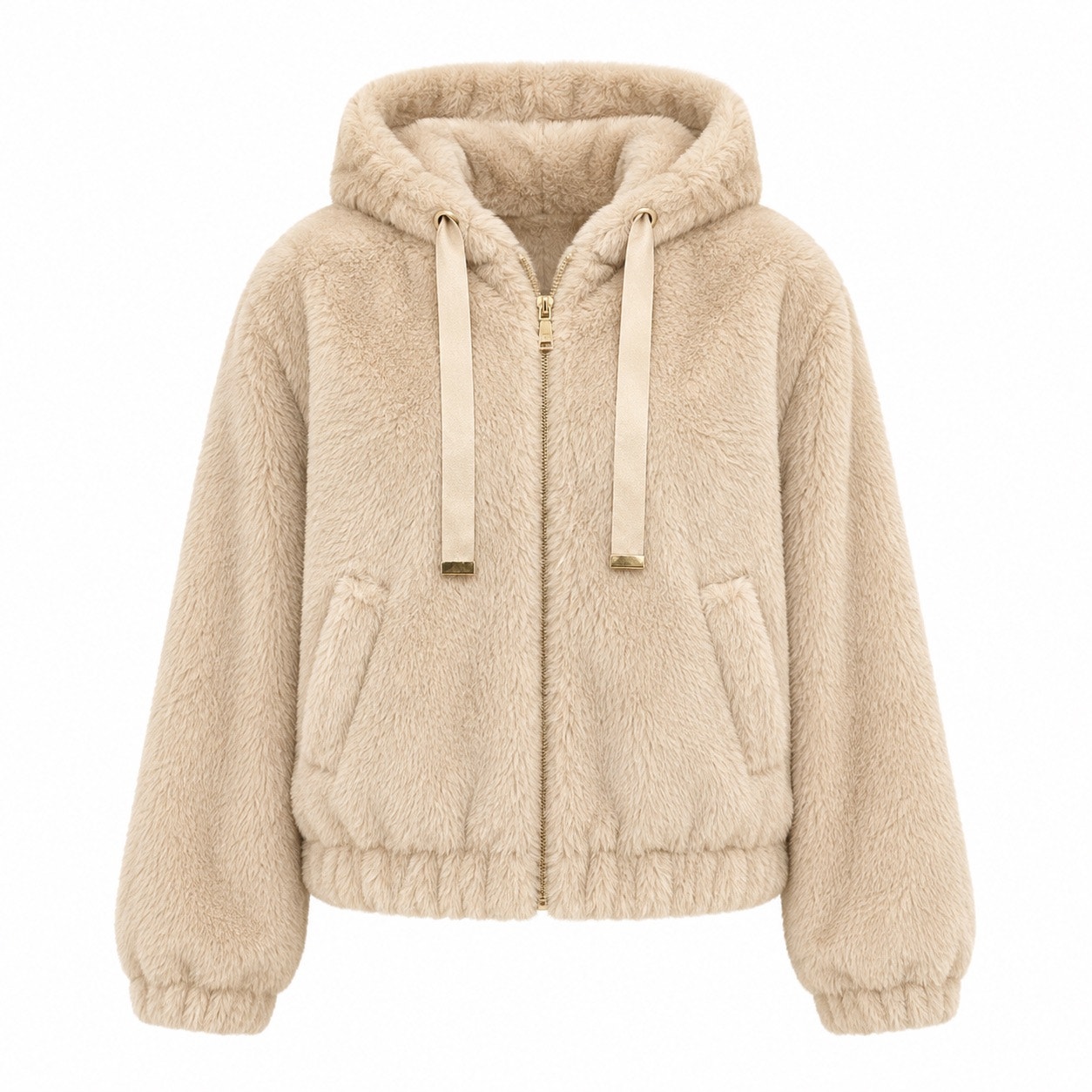 Philosophy Republic Clothing Women S Faux Fur Hooded Jacket Beige Full Zip